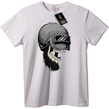 NOONEBRAND Тениска Череп Байкер Каска - 2XL, White