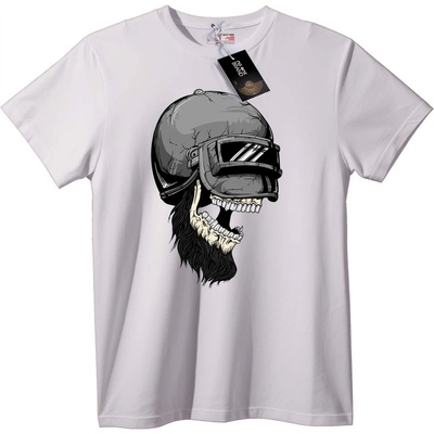 NOONEBRAND Тениска Череп Байкер Каска - 2XL, White