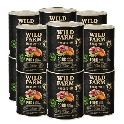 WILD FARM Монопротеинова свинска храна 12x800 г хипоалергенна храна за кучета