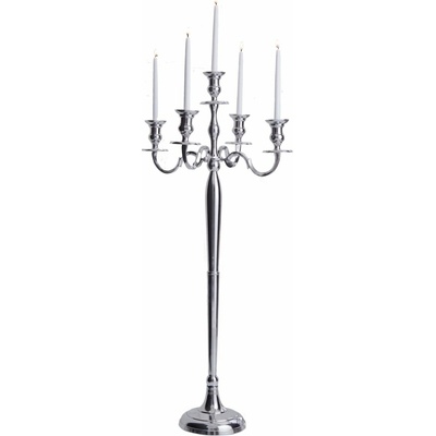 Svícen MODERN BAROCK 120cm 5ramenný stříbrný