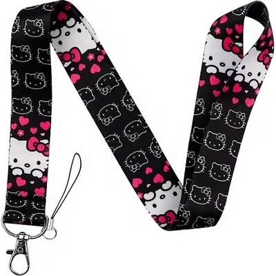 Šňůrka na krk Unique s karabinkou Hello Kitty černá