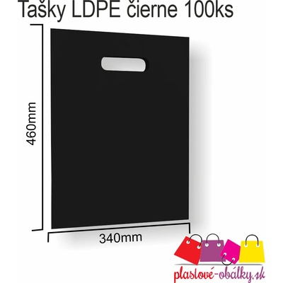 Tašky LDPE, Čierna, 100 ks, 340x460 mm