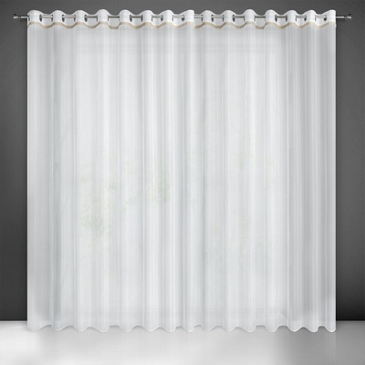 Takoy Záclona MERIL z hladké matné mikrosíťky se zlatou ozdobnou krajkou 300 x 250 cm-HF-390101 | 300 x 250 cm