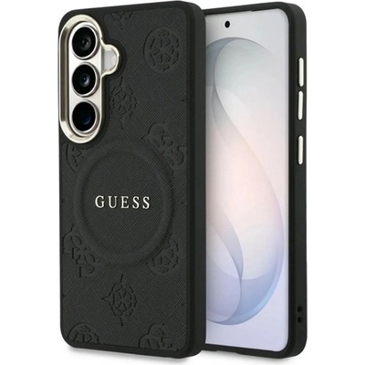 CG Mobile Samsung S26 GUESS SAFFIANO PEONY EMBOSSED RING силиконов протектор за телефон, удароустойчив, заден капак с кожен ефект, ЧЕРЕН (GUHMS26SPSAMSECK)