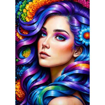 Enjoy - Puzzle Rainbow Flower Portrait - 1 000 piese