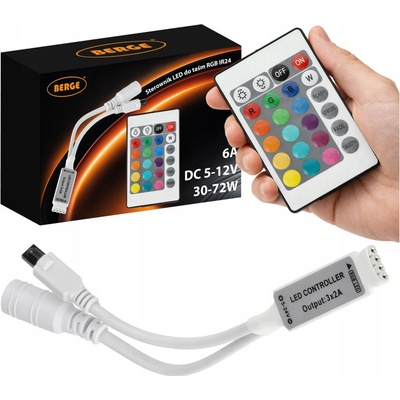 Dálkové ovládání LED pro RGB pásky, vícebarevný infračervený ovladač 72W BAS001