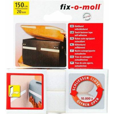 Fix-o-moll Suchý zip samolepicí, 1500 × 20 mm, polyamid, bílá 3563002
