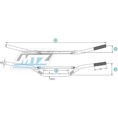 Řidítka s hrazdou (průměr 22mm) MTZ - modré 23Ř-933-603