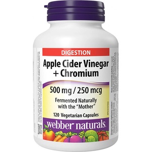 Webber Naturals Редукция на теглото - Ябълков оцет 500 mg + Хром 250 g, 120 капсули (3936 WN)