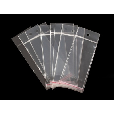 Celofánové sáčiky s lepiacou lištou a závesom 6x10,5 cm - 40000 ks - Transparent - Transparent