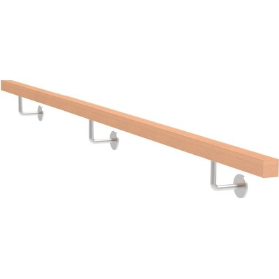 Umakov Drevené madlo BUK a nerezové držiaky, JP40x40mm/L2500mm WBJP/M-2500