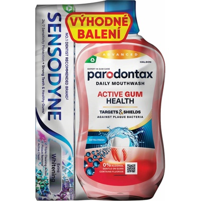 Parodontax Active Gum ústna voda 500 ml + Sensodyne Whitening zubná pasta 75 ml