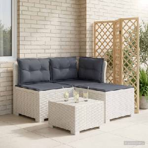 vidaXL Пейка за градина с Cushions във вид на ратан 3-местен ПП Бяло (8011915)