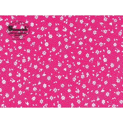 Soonrich látka na patchwork bílé kytky na růžové ptw131 – Zboží Dáma