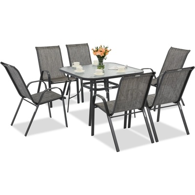 Garden Point Градинска маса Modena в сиво за 6 души с квадратна маса Garden Point (GAP1081)