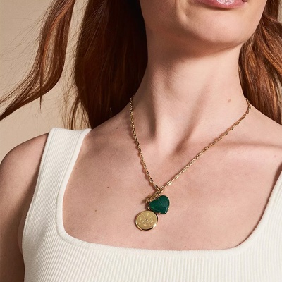 Fossil Дамско колие с малахит Fossil JF04681710 (JF04681710)