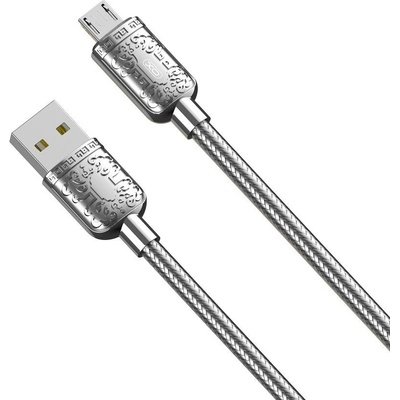 XO NB216 USB - microUSB, 2,4A, 1m, stříbrný