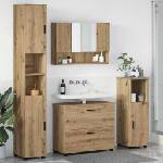 vidaXL Комплект мебели за баня 4 бр. Дъб 35 x 30 x 192 см (3393052)