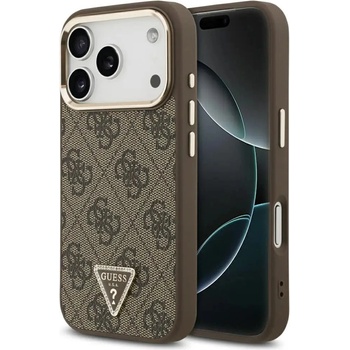GUESS 4G Triangle Logo MagSafe Case за iPhone 17 Pro - кафяво и златно