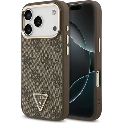 GUESS 4G Triangle Logo MagSafe Case за iPhone 17 Pro - кафяво и златно