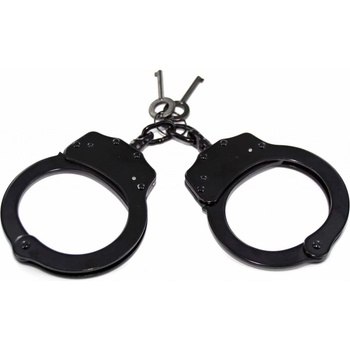 Double Lock Black Steel Handcuffs, putá na ruky oceľové čierne