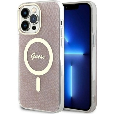 GUESS Кейс Guess GUHMP14XH4STP за iPhone 14 Pro Max 6.7", розов / розов, твърд, 4G MagSafe (GUE002767-0)
