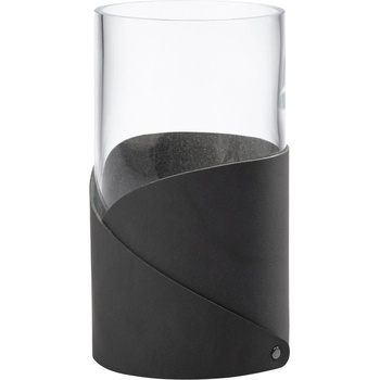 LIND DNA Ваза fold nupo 15 см, антрацит, кожа / стъкло, lind dna (lind983658)