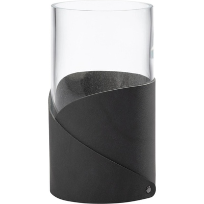 LIND DNA Ваза fold nupo 15 см, антрацит, кожа / стъкло, lind dna (lind983658)