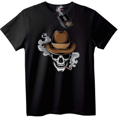 NOONEBRAND Тениска Череп с шапка и пура - 2XL, Black
