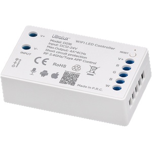Ultralux Smart 2.4G RF WIFI контролер за RGBW LED лента 16A, 192W (12VDC), 12-24VDC (SSWFRGBW)