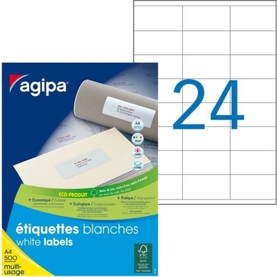 Etikety univerzálne 70x35mm Agipa A4 500 hárkov