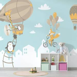 Art Gift Decor Фототапет за детска стая - Летящи животинки