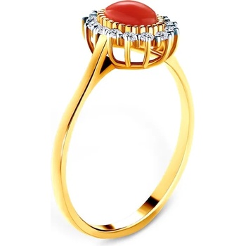 Image 1 of SAVICKI Пръстен Savicki: двуцветно злато, корал, кубичен цирконий