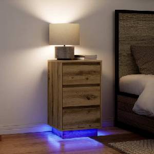 vidaXL Нощен шкаф с LED осветление Artisan Oak 38x34x65 cm (861309)