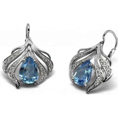 Klenoty Budín ručně vyrobené z bílého zlata s akvamaríny a diamanty J-28487-17