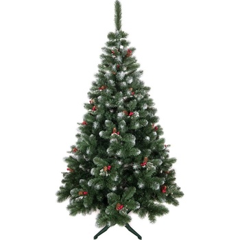 domtextilu.sk Umelý vianočný stromček jedľa s červenou jarabinou a šiškami 180 cm 70831