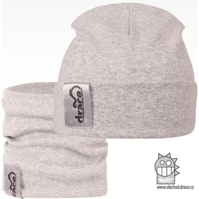 Pastels double set čepice a nákrčníku vzor 02 světle šedá
