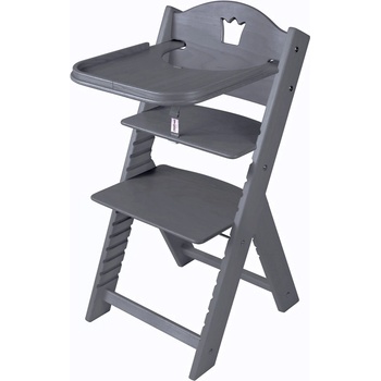 Sedees Rostoucí židlička 2v1 mořená tmavě šedá s korunkou