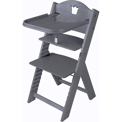 Sedees Rostoucí židlička 2v1 mořená tmavě šedá s korunkou