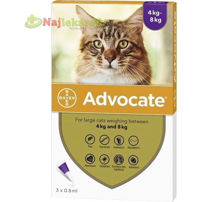 Advocate spot-on pipeta pre veľké mačky proti parazitom 3 x 0,8 ml
