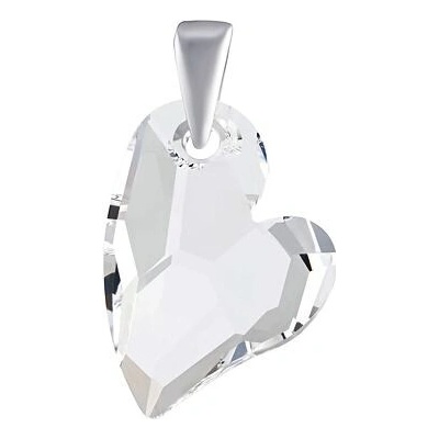 SILVEGO Strieborný prívesok Srdce Devoted 2 U číre Swarovski Crystals LSW6261P17C