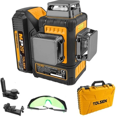 TOLSEN TOOLS Нивелир лазерен TOLSEN MP20V, 20V, 2Ah, 30 м, зелен лъч, 12 линии (ТЛС87324)
