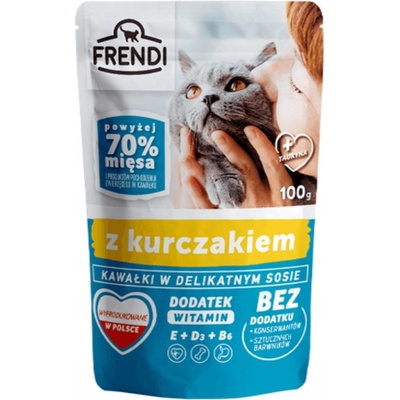 Frendi парченца в деликатен сос с пилешко месо за котки, 100 г