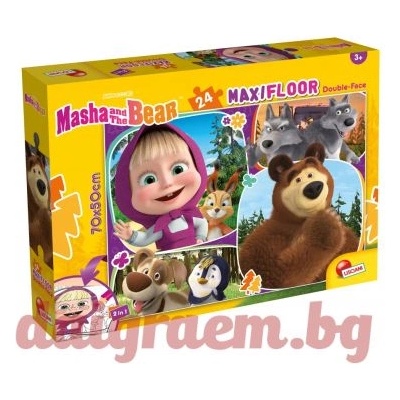 Lisciani Пъзел lisciani 109678 - 24 части - Маша и Мечока, Двулицев пъзел (li109678)