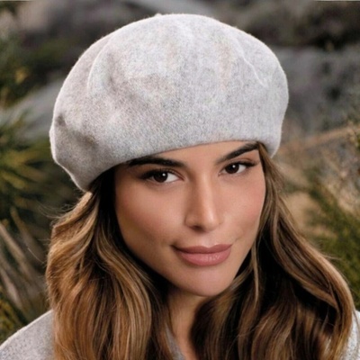 Tonak Světle šedý melange baret FLORA WOOLMARK W-baret/866