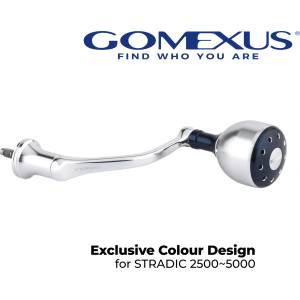 GOMEXUS Единична дръжка с ръкохватка (ноб) Gomexus Aluminum Spinning Handle with Knob Silver & Blue MJ57 57mm x 30 mm for Shimano Stradic Риболовна макара