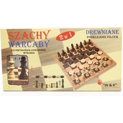 Dřevěné šachy a dáma 2v1 29 × 29 cm