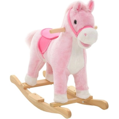 Greatstore Houpací plyšový kůň růžový