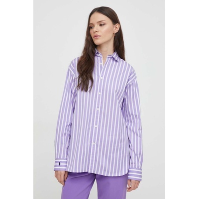 Ralph Lauren Памучна риза Polo Ralph Lauren дамска в лилаво със свободна кройка с класическа яка 211910743 (211910743)