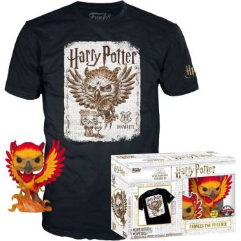CurePink: pánské tričko se sběratelskou figurkou Harry Potter: Brumbálův patron S figurka 9 cm bavlna [FK63374] černá